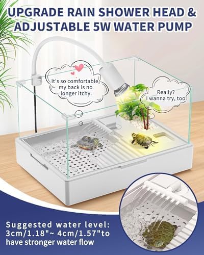 MoonOrange Large Turtle Tank Kit(Tank + Light + Water Pump), Acrylic Turtle Tank Starter Kit with Two Rain Shower Head, Adjustable Water Pump, Higher Fences (Kit-S)