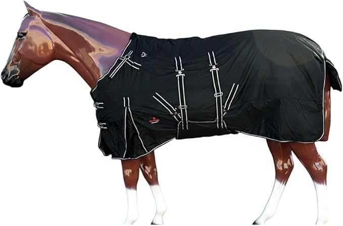 Black 70 in HILASON 1200D Winter Waterproof Poly Horse Turnout Blanket Belly Wrap