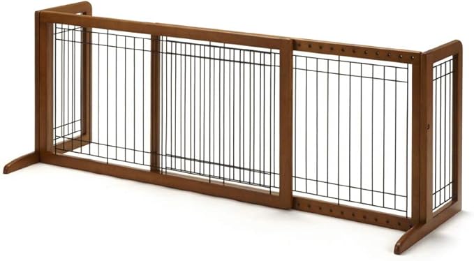Richell Wood Freestanding Pet Gate, Large, Autumn Matte Finish