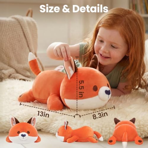 Mewaii Red Fox Plush Pillow Cute Plushies, Squishy & Huggable, 13 in - Image 2