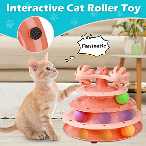 UPSKY Cat Toy Roller 4-Level Turntable with Colorful Balls and Bell Ball - Image 6