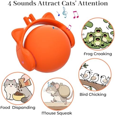 ORSDA Cat Toys for Indoor Cats, New Intelligent Voice Timing Touch Control Cats Ball, Simulate Mouse Sound Kitten Toy, Automatic Interactive Moving Cat Toy for All Ages - Image 5