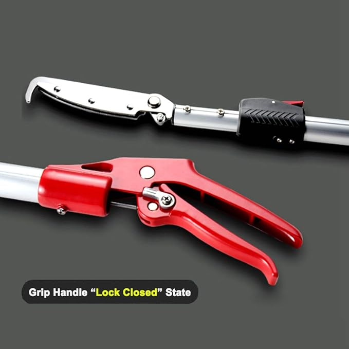 Extendable Snake Tong Reptile Grabber Rattle Snake Catcher Wide Jaw Handling Tool with Lock and Comfortable Grip(Include Snake Bag) (86 inches Extendable Snake Tong)