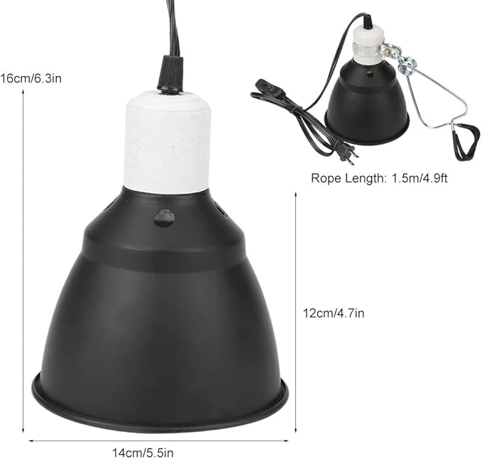 ZJchao Reptile Turtle Heat UVA UVB Bulb Lamp Light Holder Chicken Brooder Basking Energy Saving UVB Suit for Reptile Terrarium Tortoises Lizards Aluminum Plastic Diameter 14cm x 12cm