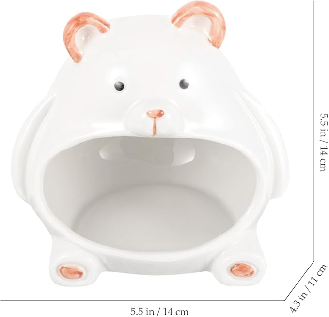 Balacoo Ceramic Hamster Hideout, Dwarf Cool Bed, Hamster House and Habitat for Chinchillas Hedgehogs, Gerbils Mouse and Guinea Pigs, Small Pet All Season House (Bear)