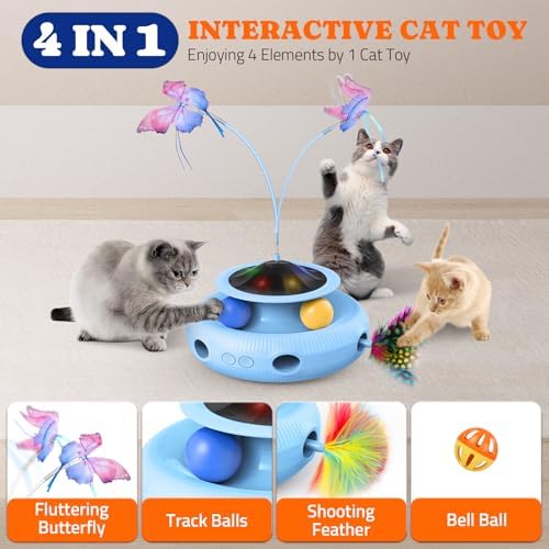 Pawtners Cat Toys, Automatic Interactive Kitten Toys for Indoor Cats, Blue - Image 2