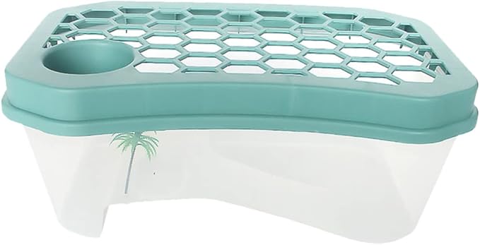 Mikikit Reptile Terrariums Reptile Terrariums Turtle Tank Aquarium, Turtle Habitat Reptile Plastic Terrarium Safe, Turtle Tank with Lid Tortoise from Climbing Escaping Glass Animals Reptisoil
