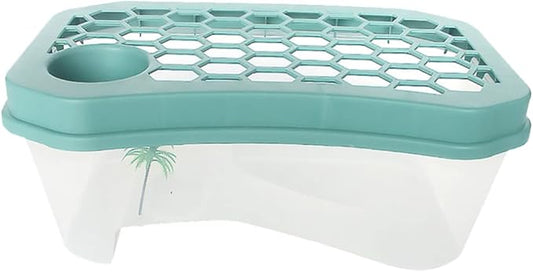 Mikikit Reptile Terrariums Reptile Terrariums Turtle Tank Aquarium, Turtle Habitat Reptile Plastic Terrarium Safe, Turtle Tank with Lid Tortoise from Climbing Escaping Glass Animals Reptisoil