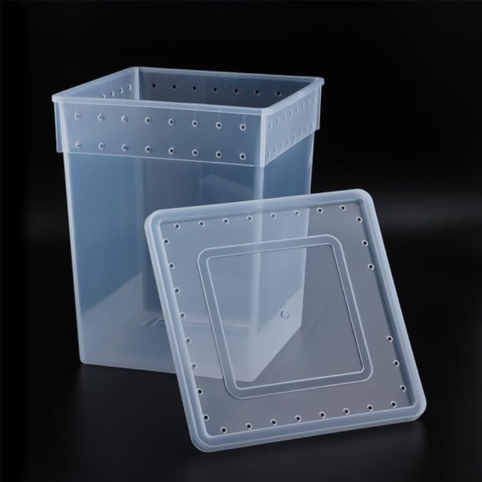 7 Pack Large Size Reptile Feeding Box Gecko Plastic Transparent Breeding Box for Snake Tree Frog Bearded Dragon Lizard Spider Praying Mantis (7.8" x 7.8" x 9.8")