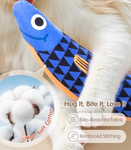 PetBusy Cat Toys with[5000mg A+Natural Catnip &Silvervine] [Baby Grade] Interactive Soft Chew Kicker Cat Toys for Indoor Cats & Kittens, [Crinkle &Bell] Fish Sound Toy, Drives Bored Cat Crazy with Fun - Image 5