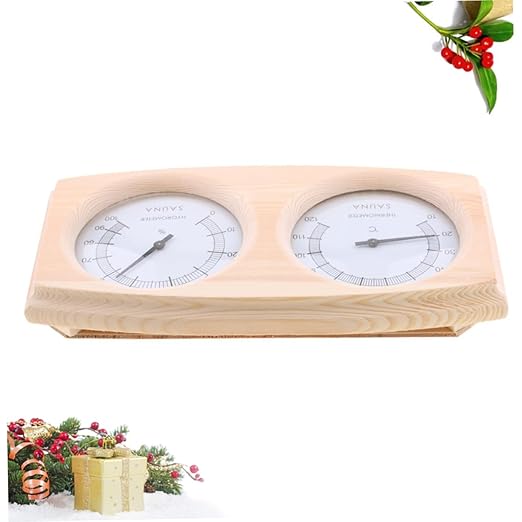 VICASKY Wooden Humidity Temperature Hygrometer Pointer Thermometer Digital Sauna Thermometer for Sauna Home Use