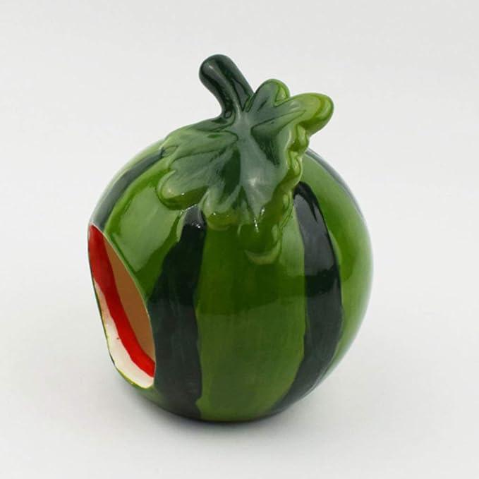 POPETPOP 2pcs Cartoon Watermelon Shape Small Animal House Cooling Nest for Hamsters Accessories Green Watermelon Design