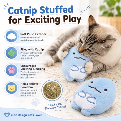 6 Pack Catnip Toys for Cats ?€? Plush Interactive Cat Toys for Indoor Cats & Kittens ?€? Soft Catnip Filled Chew, Kick & Toss Toys ?€? Cute Assorted Plush Characters for Stress Relief & Exercise - Image 3