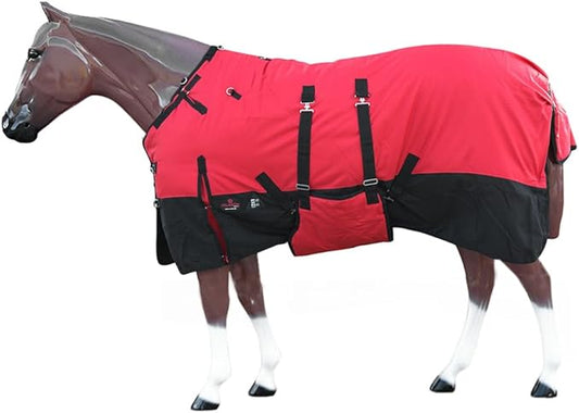 HILASON 1200D Winter Waterproof Poly Horse Turnout Blanket Belly Wrap Red | 84 in