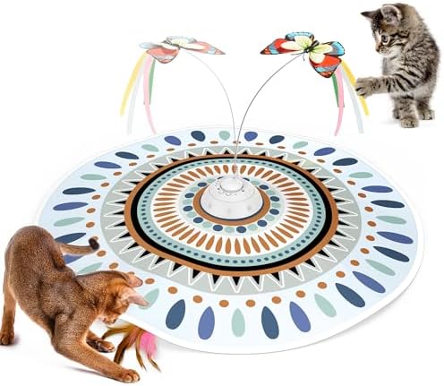 Potaroma Cat Toys Chargeable, 3in1 Hide and Seek for Kittens, Interactive Automatic Play, Fluttering Butterfly, Moving Wand Feather, Indoor Kitty Exercise 22.8 Inch Cover for All Breeds by Potaroma