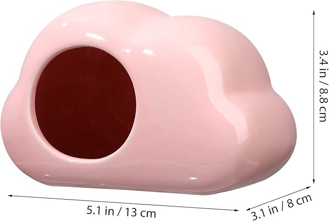 Mipcase Hamster House Ceramic Hamster Hideout, 2Pcs House Summer Cooling Hideaway Cloud Shape Small Animal Beds for Chinchilla Guinea Pig Summer Nest