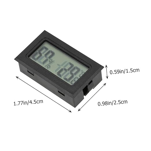 SHINEOFI 2pcs Mini Digital Hygrometer Thermometer LCD Display, Embedded Design, Black, Indoor Outdoor Use for Terrariums and Pet Enclosures