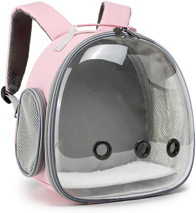 Animal Carrier Backpack Travel Portable Small Breathable Backpack for Hamster Pet Bag Guinea Pig Carrier Rabbit Bird (Pink)