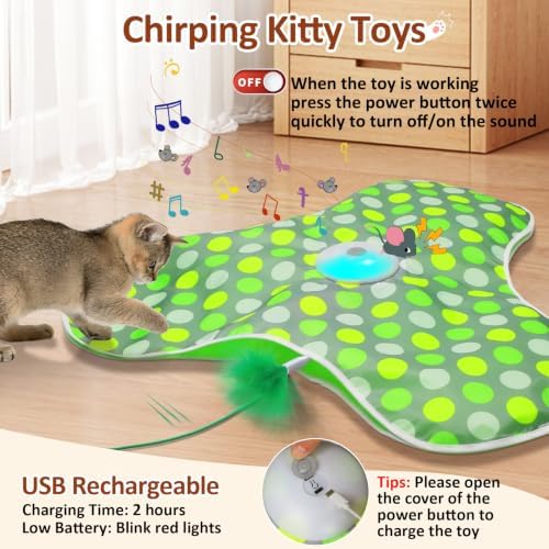 Sofolor Interactive Cat Toy, Automatic Cat Toys for Indoor Cats, Hide and Seek Cat Toy with Motion Activated, Moving Feather, Chirping, USB Rechargeable - Image 5