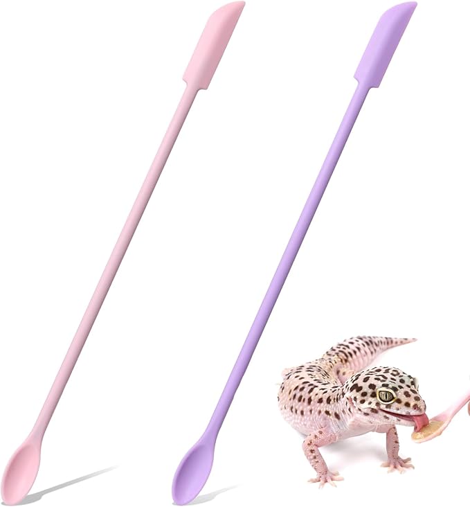 EupHHonycs 2Pcs Crested Gecko Food Mixing Spoon Long Handle Reptile Fruit Mixing Stirring Food Feeding Spoon Feeding Tool Fit Crested Gecko Gargoyle Bearded Dragon