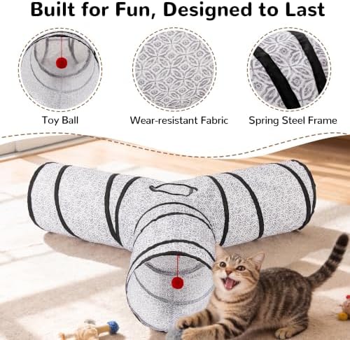 Tempcore Cat Tunnel, 3-Way Collapsible Toy, Large Size Grey Coin - Image 5
