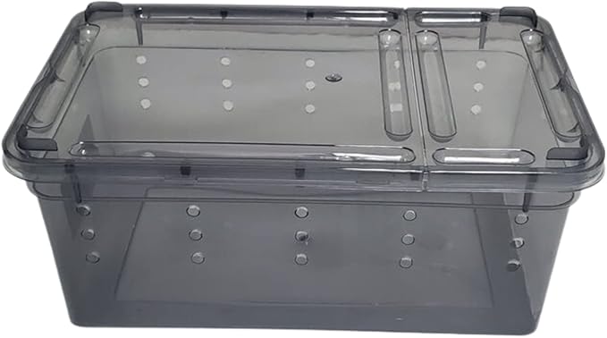Jungle Bob - Black Plastic Reptile Terrarium - Easy Transport - Snake Feed Box - Enclosure for Arachnids, Invertebrates, Millipedes, & Beetles - Side Ventilated - Stackable - Small 7.5" x 5" x 3"