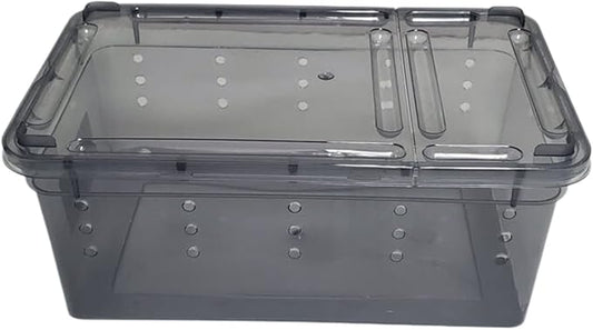 Jungle Bob - Black Plastic Reptile Terrarium - Easy Transport - Snake Feed Box - Enclosure for Arachnids, Invertebrates, Millipedes, & Beetles - Side Ventilated - Stackable - Small 7.5" x 5" x 3"