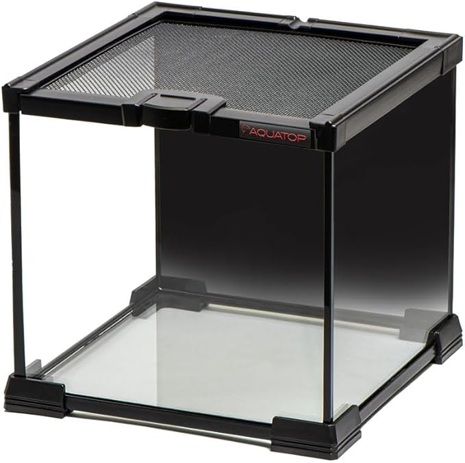 Aquatop 2.1 Gallon Cube Terrarium with Durable Mesh Top for Easy Access & Ventilation - Perfect for Reptiles & Plants, 7.87 x 7.87 x 7.87 Inches, RT-02