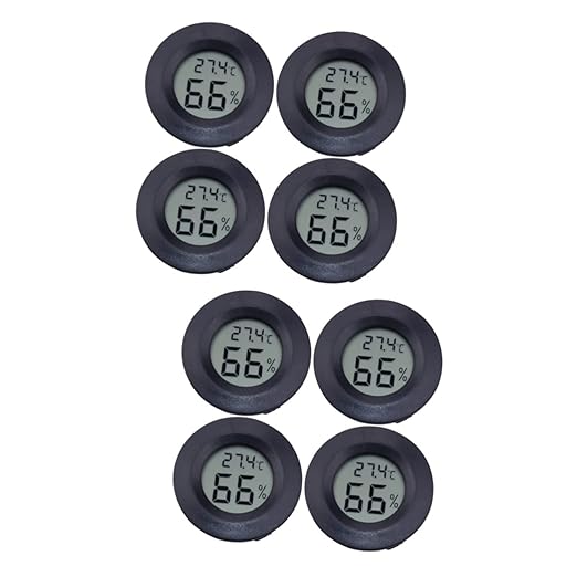 VICASKY 8pcs Digital Hygrometer and Thermometer for Reptile Tanks Embedded Acrylic Humidity Lightweight and Easy to Install for Pet Store and Home Use Black