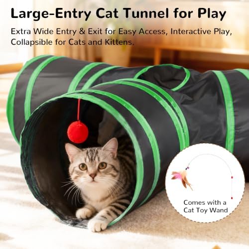 Tempcore Cat Tunnel, 3-Way Collapsible Toy, Large Size Black & Green - Image 3