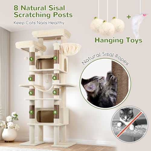 Globlazer Giant Tall Heavy Duty Cat Tower for Indoor Large Cats, F83B - Image 6