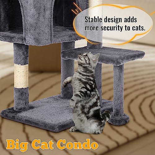 FDW 37.8" Cat Tree Tower | Light Gray | Multi-Level Indoor Activity Center - Image 6