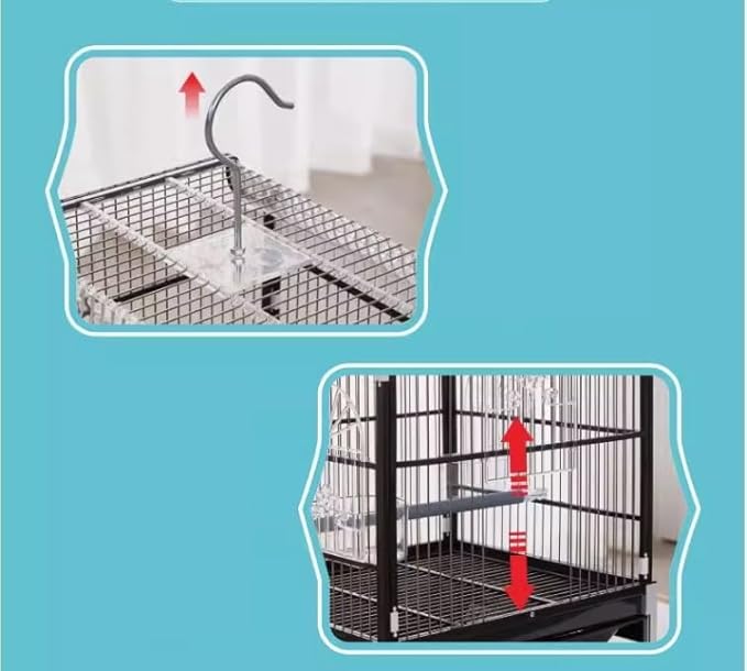Bird Cage Decorative Bird Cage Hanging Metal Plastic Birdcages House Carrier for Birds Home Decor(Black)
