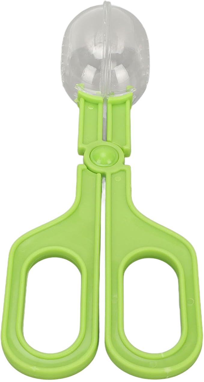 Reptile Feeding Clamp, Feeding Tool, Reptile Poop Scoop，Amphibian Terrarium Feeding and Cleaning Tool, Multipurpose Reptile Feeding Claw Collector, with Vents for Lizard Spider Tortoise(Green)
