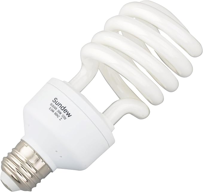 Sundew 10.0 UVB Reptile Light Bulb, Compact Fluorescent Desert Lamp for Bearded Dragons, Tortoises, Lizards, 20-40 Gallon Tank Compatible, E26 Base