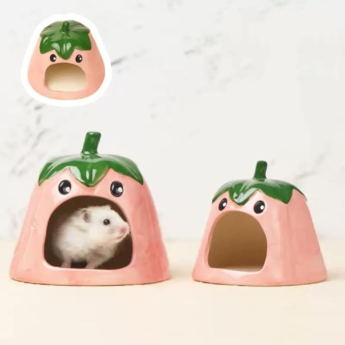 Ceramic Hideout for Hamsters - Fun & Cozy Small Animal Shelter, Cute Eggplant Shape