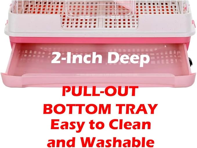 Pink Extra Large Deluxe in/Outdoor Multi-Level Guinea Pig Chinchilla Ferret Squirrel Hedgehog Kitten Rabbit Bunny Hutch House Critter Habitat Removable Easy Clean Tray Lockable Casters