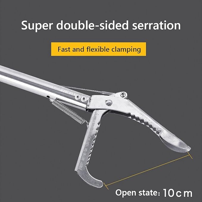 SUNGOOYUE Stainless Steel Garbage Clip, Heavy Duty Anti Snake Tongs Reptile EEL Grabber Catcher Wide Jaw Handling Pliers