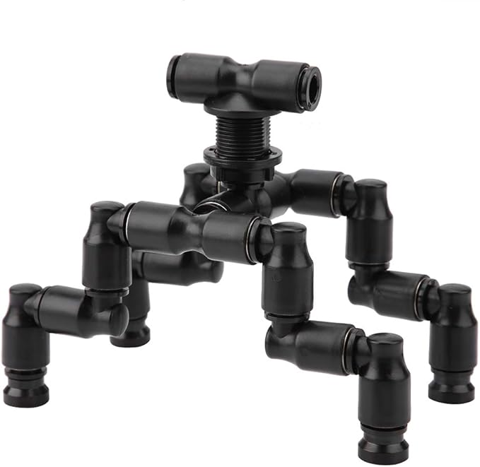 Reptiles Terrarium Nozzle, Plastic Reptiles Fogger Mist Sprinkler Rainforest 360 Degree Adjustable Pet Cooling Nozzle Pet Cooling System for Rainforest, Black