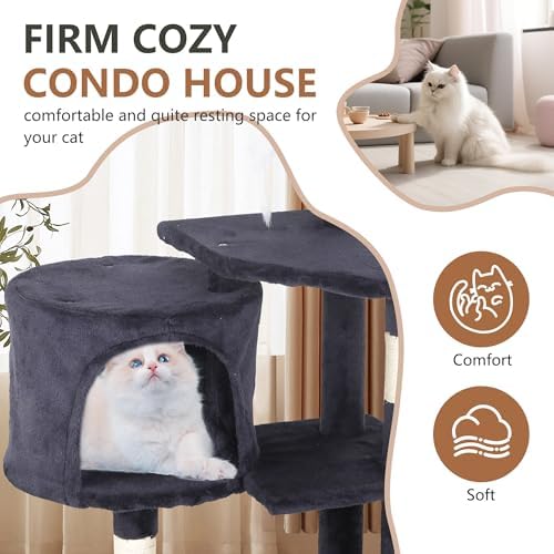 FDW | 36" Cat Tree Tower | Dark Gray | Multi-Level Indoor Activity Center - Image 4