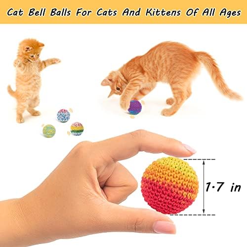 Retro Shaw Cat Toys Balls, Yarn Cat Ball with Bell Inside, Interactive Kitten Toys for Indoor Bored Cats, Handmade Crochet Kitty Ball 12 Pack - Image 5