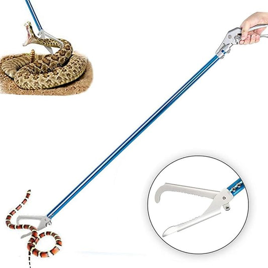Snake Tong Catcher–Professional Reptile Rescue Grabber Aluminum Alloy with Wide Jaw Locking Mechanism and Comfort Grip for Safe Rattlesnake Control and Removal Tool (60inch Snake Tong)