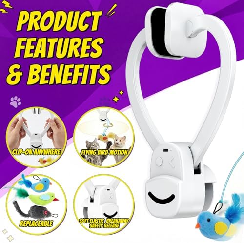 Interactive Cat Toys for Indoor Cats, Clip-On Automatic Flying Bird - Image 4
