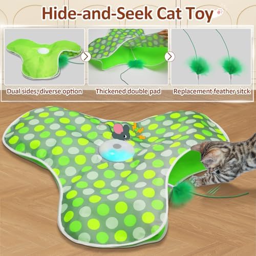 Sofolor Interactive Cat Toy, Automatic Cat Toys for Indoor Cats, Hide and Seek Cat Toy with Motion Activated, Moving Feather, Chirping, USB Rechargeable - Image 2