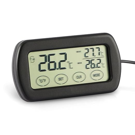Happyyami LCD Digital Thermometer Hygrometer for Egg Hatching and Pet Monitoring Display with Fixed Suction Cup Sensor Material