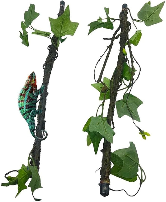 BNOSDM Reptile Climbing Branch Flexible Bend-A-Branch Jungle Vines Terrarium Plant Decoration with Suction Cup for Crested Gecko Chameleon Gecko Snake Tree Frog 2PCS
