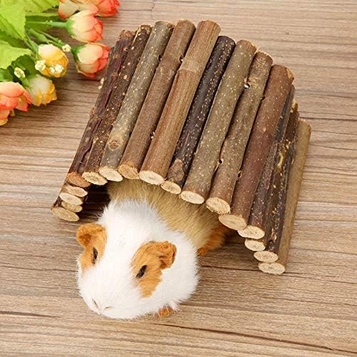 Tnfeeon Wooden Hamster Bridge,Shrub Rodents Chewing Climbing Tunnel Small Animal Bendy Bridge Ramp Hut Hideout for Guinea Pigs Hedgehogs Chinchillas and Other Rodents
