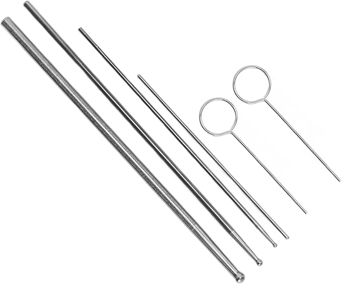 Snake Probe Kit, 6PCS Stainless Steel Snake Sexing Probe Round Head Anti Allergy Reptiles Probes with Storage Box for Different Size Snakes