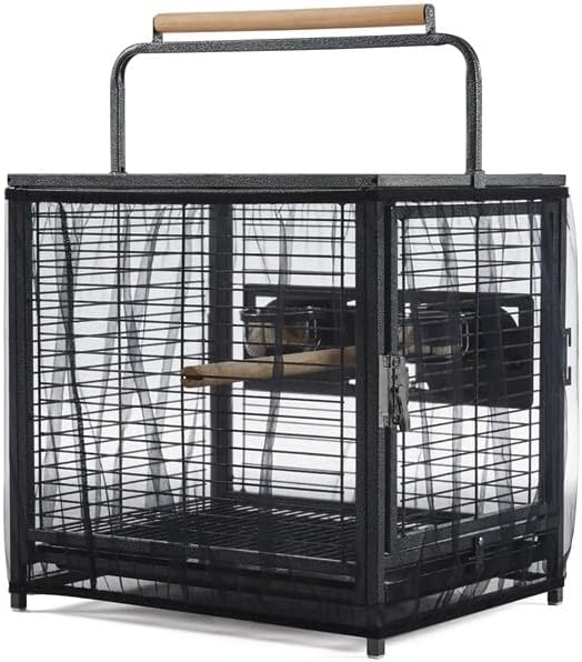 26inch Portable Wrought Iron Bird Cage Travel Bird Carrier Parrot Cage with Wooden Handle