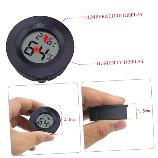 UKCOCO 4pc Digital Hygrometer Thermometer Round Acrylic Reptile Humidity Indoor Temperature Humidity Monitor for Pet Store Home